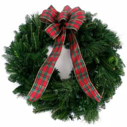VAN ZYVERDEN 24 in. Live Fresh Cut Blue Ridge Mountain Mixed Christmas Wreath with Bow thumbnail 1