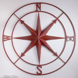 3R Studios 41 in. Compass Rose Metal Wall Plaque - Distressed Red Wall Decor thumbnail 2