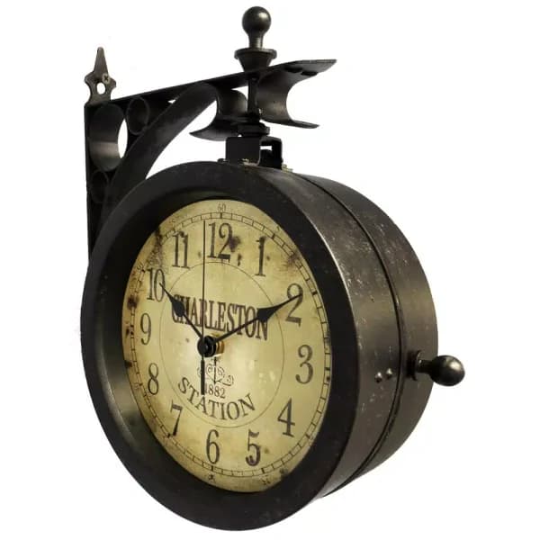 Infinity Instruments Charleston 8 in. Round Double-Sided Outdoor Wall Clock & Thermometer