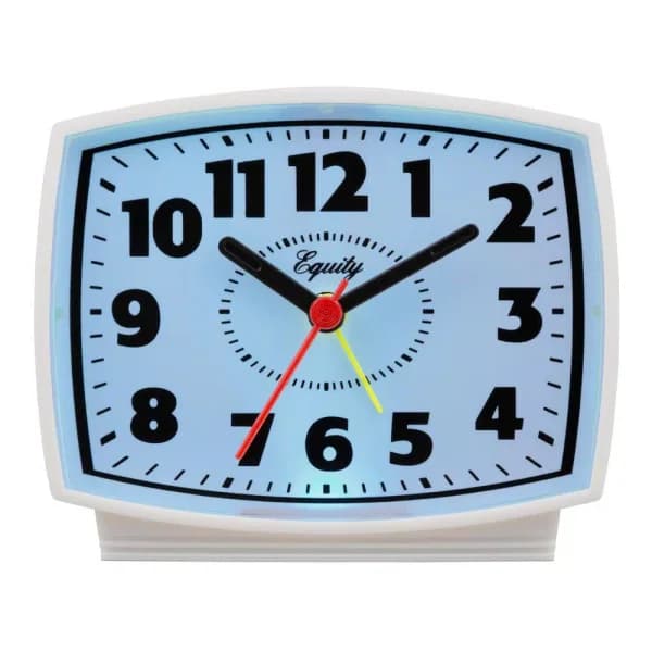 Equity by La Crosse 3 in. Analog Electric Alarm Clock with Backlight, White