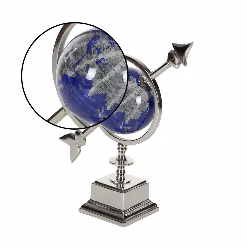 LITTON LANE Modern Reflections 14 in. Blue and Silver Decorative Aluminum and PVC Globe