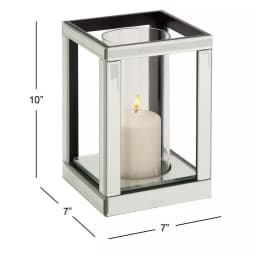LITTON LANE 10 in. Silver Wood and Clear Glass Candle Holder, Modern Glam Candlestick thumbnail 4
