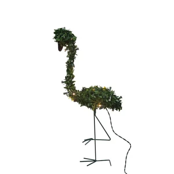 ProductWorks 28 in. Pre-lit Faux Boxwood Topiary Flamingo Sculpture with 20 LED Lights