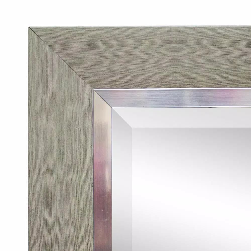 Unbranded Classic Gray Wash and Silver Beveled Glass Rectangle Accent Mirror (43.5 x 31.5 in)