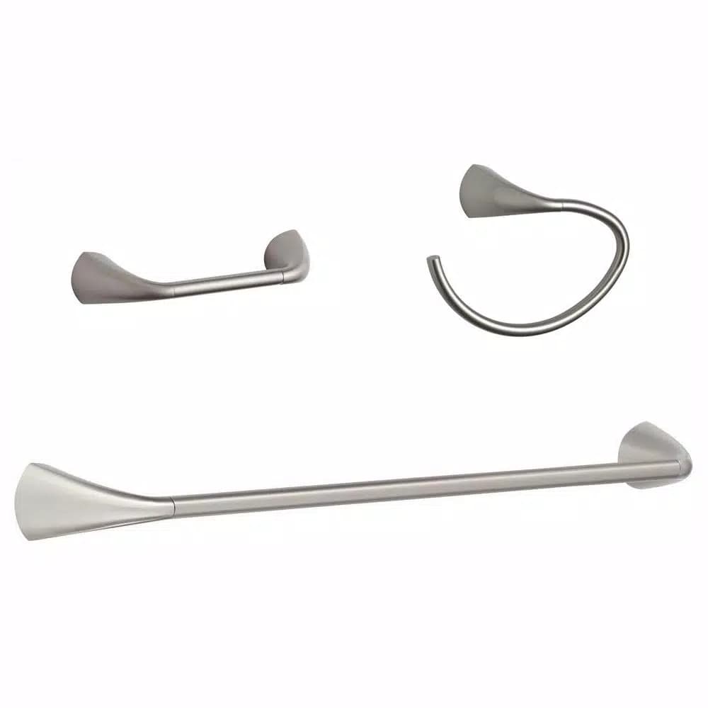 KOHLER Alteo 3-Piece Brushed Nickel Bathroom Hardware Set: Towel Bar, Towel Ring, and Toilet Paper Holder