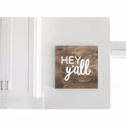 Petal Lane Home Hey Y'all Slat Board Brown Wood Memo Board with White Lettering thumbnail 2