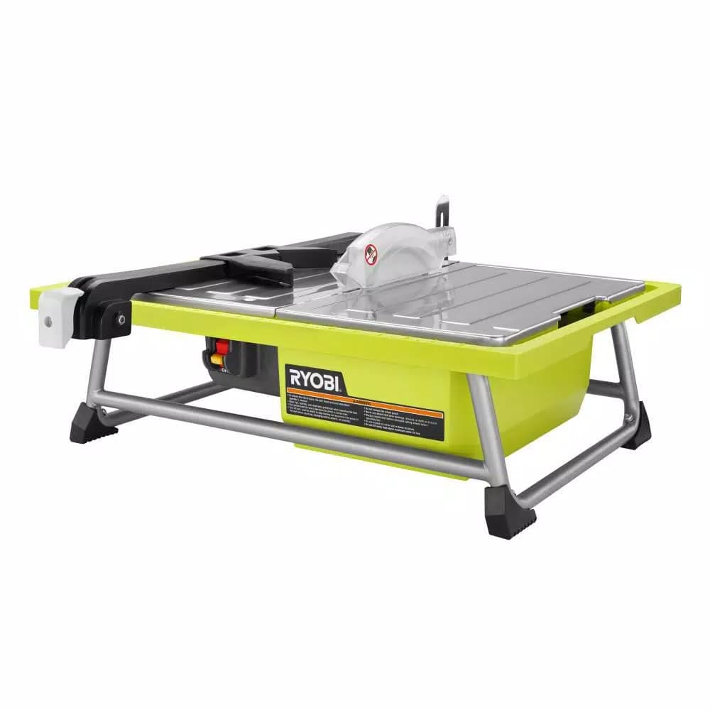 RYOBI 7 in. 4.8 Amp Wet Tile Saw with Stand, Cuts Ceramic, Porcelain, and Stone