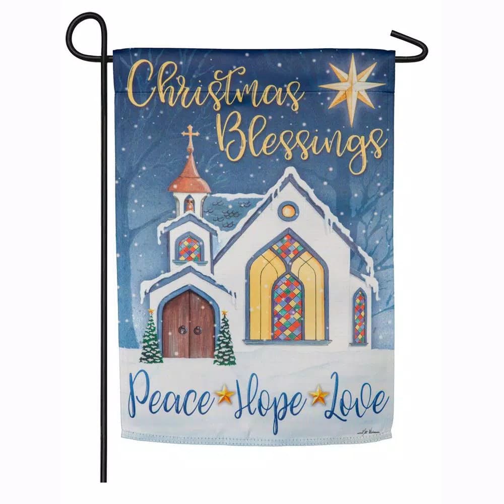 Evergreen Christmas Blessings Religious Garden Flag, 18 x 12.5 in., Double-Sided Indoor/Outdoor