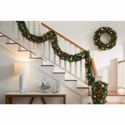 Home Accents Holiday 9 ft. Fantasleigh Pre-Lit LED Artificial Christmas Garland with Ornaments thumbnail 3