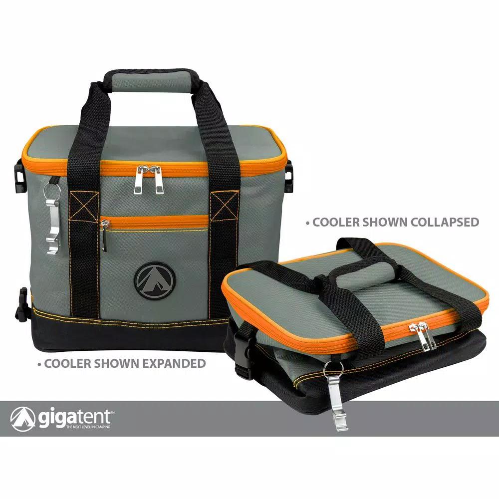GigaTent Collapsible Soft-Side Insulated Cooler with 2 Cargo Pockets and Bottle Opener - Orange