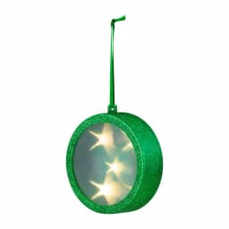 Haute Decor 4 in. Green Lighted Holographic Star Christmas Ornament with Timer thumbnail 2