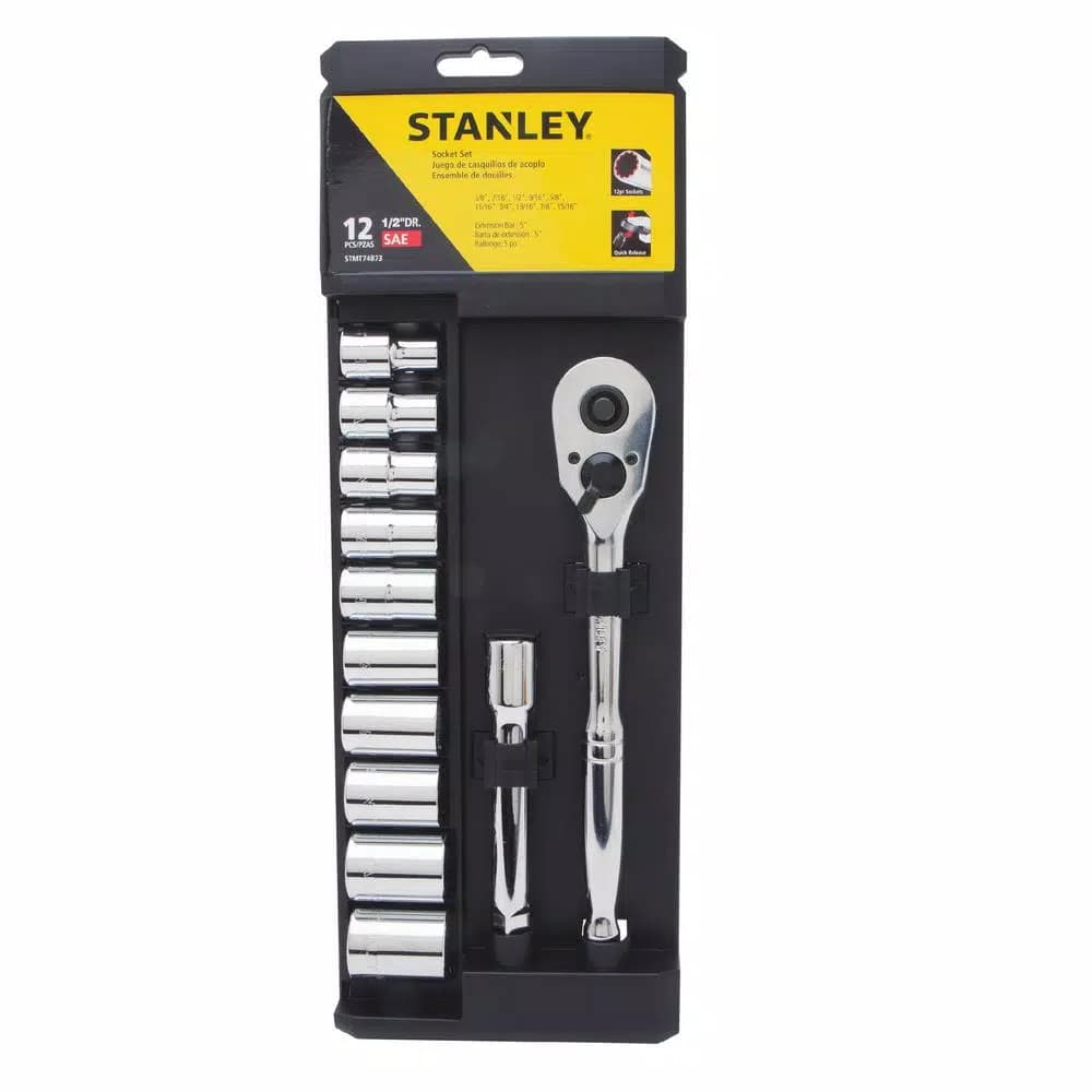 STANLEY 12-Piece 1/2 in. Drive SAE Ratchet and Socket Set