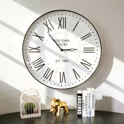 Glitzhome 31.5 in. Oversized Farmhouse Metal Enamel Wall Clock - Antique White thumbnail 6