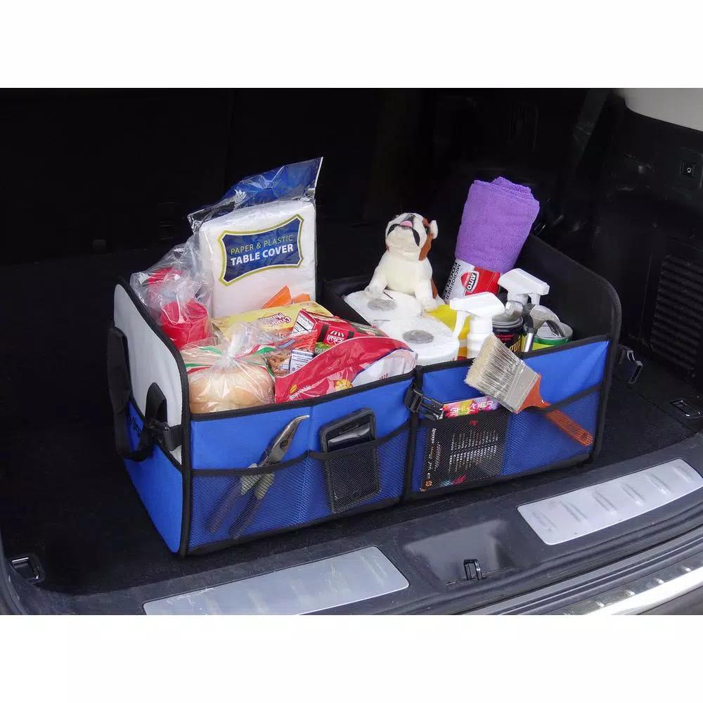 GigaTent 2-Compartment Collapsible Portable Trunk Organizer and Soft-Side Cooler, Blue