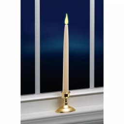 Xodus Innovations 12 in. Ivory Wireless LED Taper Candles with Brass Finish Base and Amber Flame (2-Pack) thumbnail 2