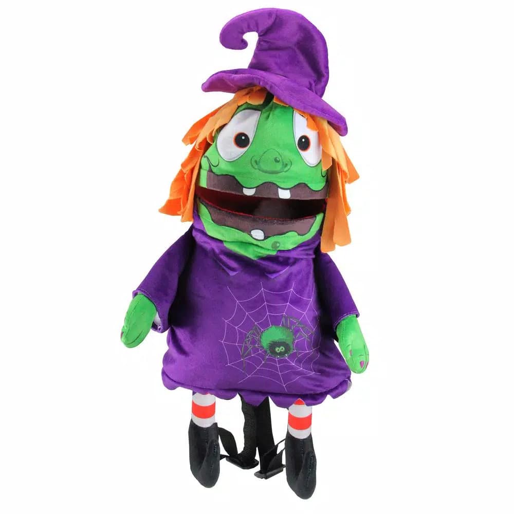 Northlight 23 in. Animated Musical Witch Halloween Trick or Treat Bag - Plush Candy Backpack