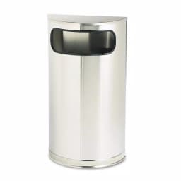 Rubbermaid Commercial Products 9 Gal. Satin Stainless Steel Half-Round Open Side Fire-Safe Trash Can thumbnail 1