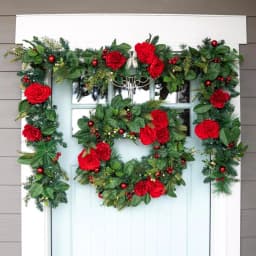 Unbranded 9 ft. Pre-Lit LED Red Peonies and Berry Garland with Remote Control thumbnail 3