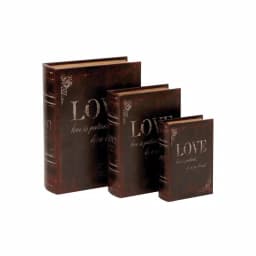 LITTON LANE Vintage Rectangular Wood and Faux Leather Love Book Boxes, Set of 3 thumbnail 2