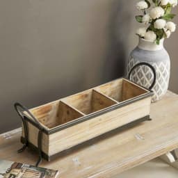 LITTON LANE Rustic Elegance 23" Wood and Iron 3-Compartment Rectangular Farmhouse Tray thumbnail 8