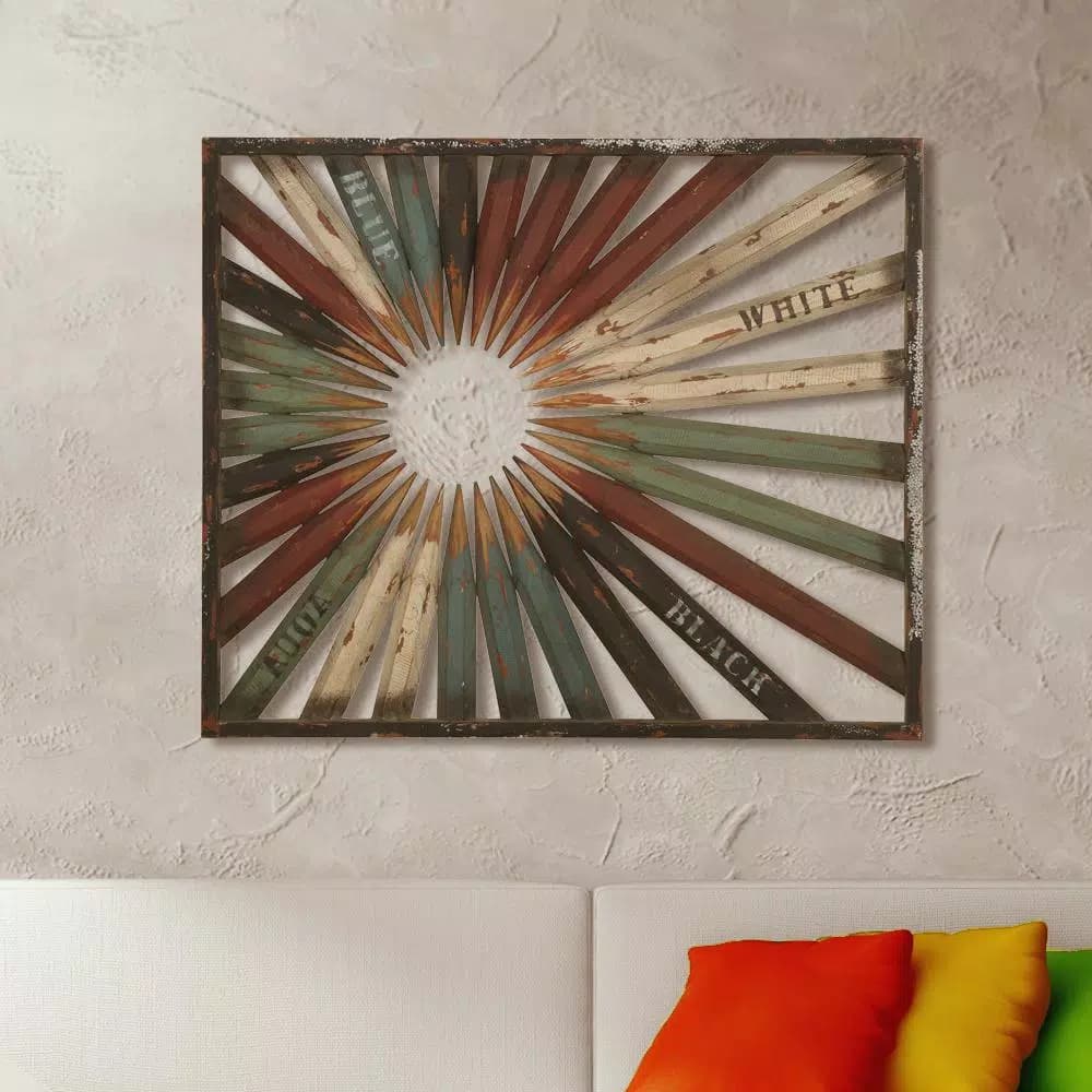 Unbranded Art Pencil Wood Wall Art - 36 in. x 30 in. Abstract Pencil Tip Design with Distressed Oil-Rubbed Bronze Frame