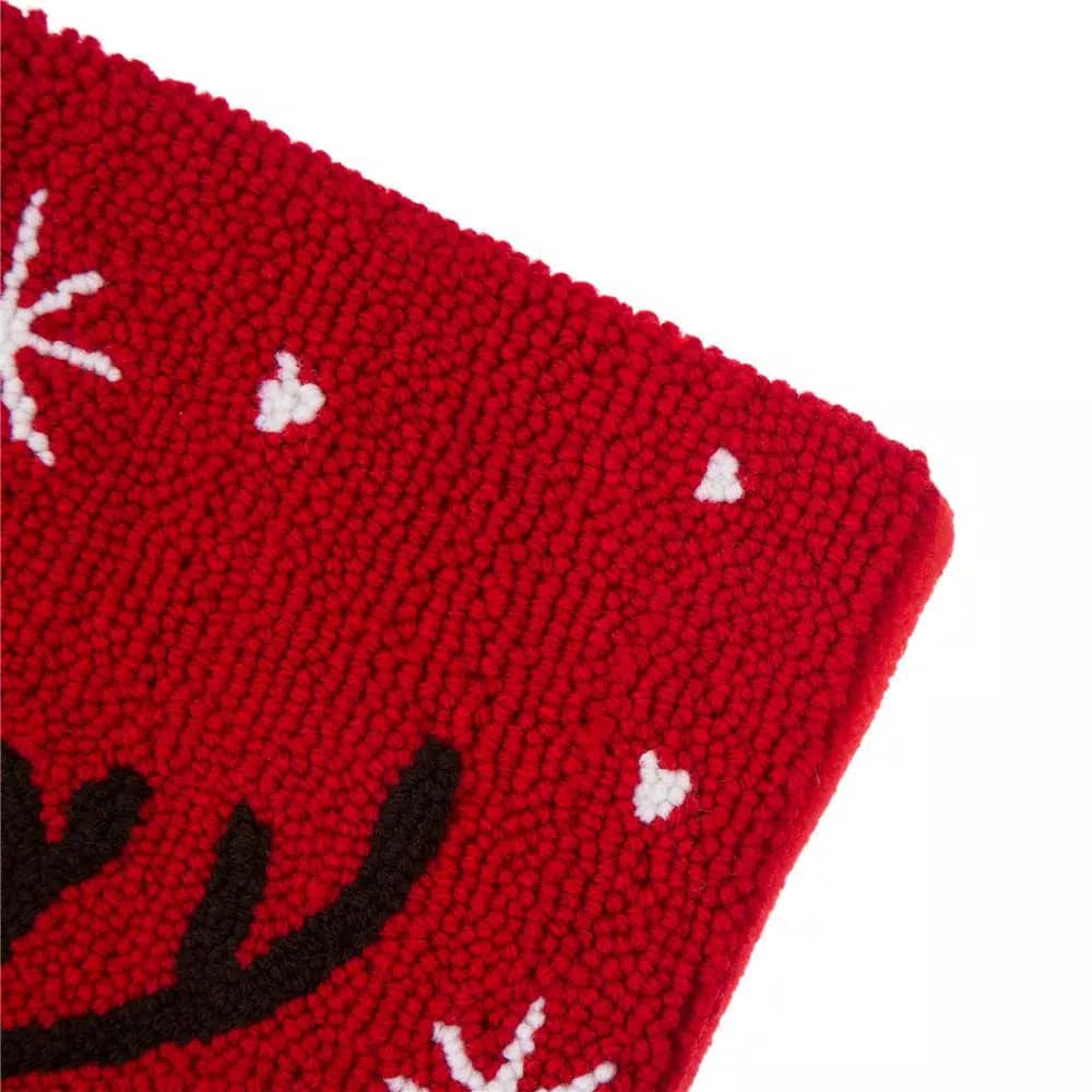 Glitzhome 20 in. Reindeer Hooked Christmas Stockings, Polyester and Acrylic Handcrafted Decor (2-Pack)