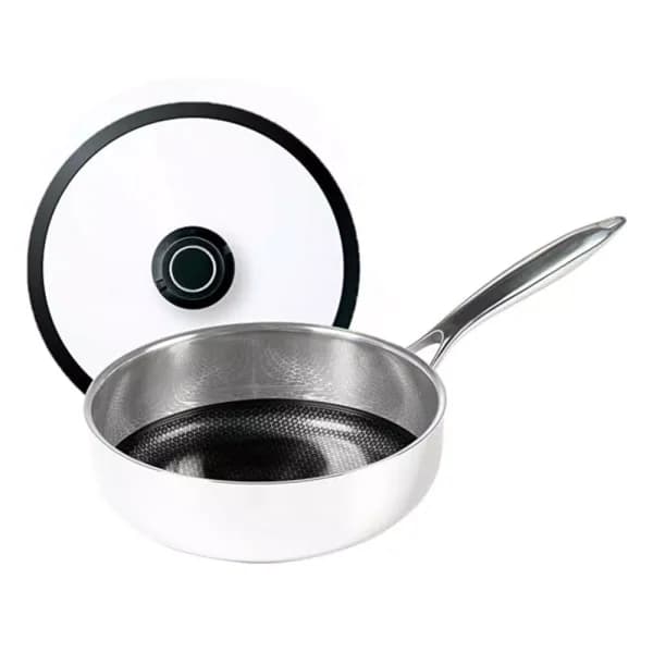 Black Cube 4.5 qt. Stainless Steel Hybrid Nonstick Saute Pan with Glass Lid