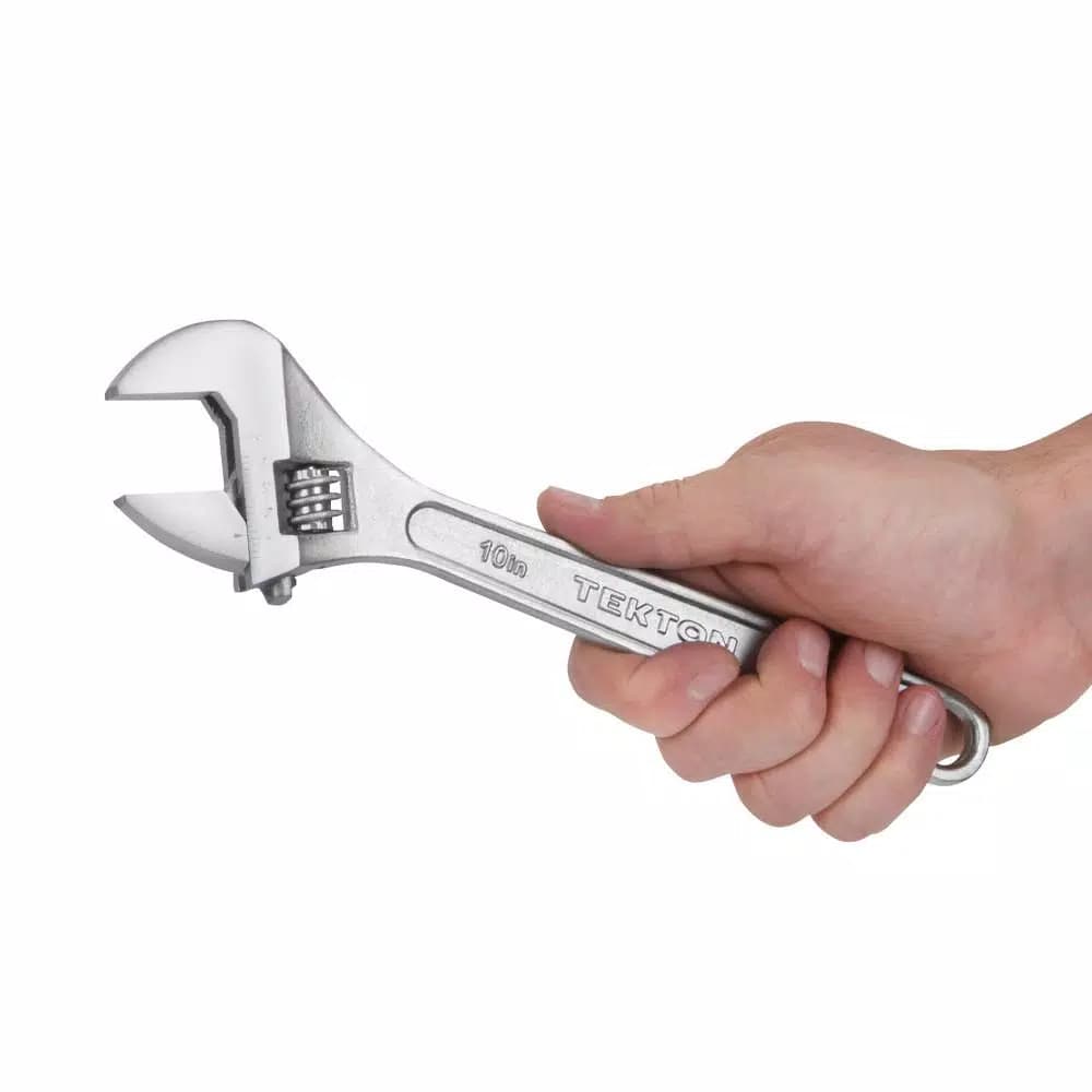 TEKTON 10 in. Adjustable Wrench, Carbon Steel with Satin Chrome Finish