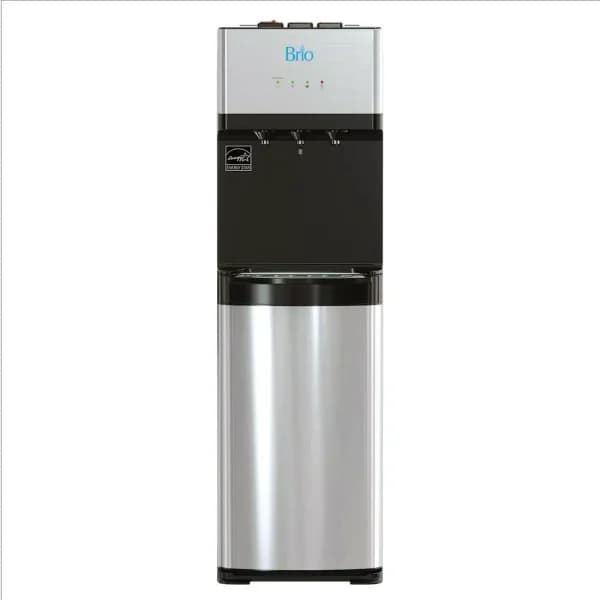 Brio Essential Tri-Temp Bottom-Load Water Cooler Dispenser - Black and Brushed Stainless Steel