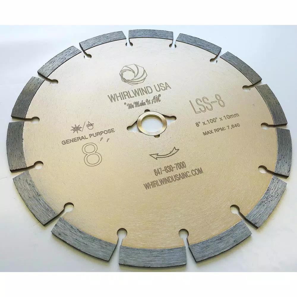 Whirlwind USA 8 in. Segmented Diamond Saw Blade for Concrete, Stone, Brick, and Masonry