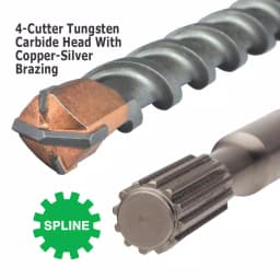 Ivy Classic 1-1/2 in. x 22-1/2 in. Spline Carbide 4-Cutter Hammer Drill Bit thumbnail 3