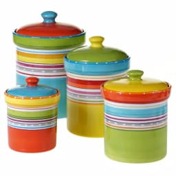 Certified International Mariachi 4-Piece Earthenware Canister Set, Multicolor thumbnail 1