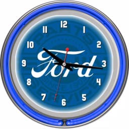 Ford Genuine Parts Double Rung Neon Wall Clock - Chrome Finish, 14.5 in. thumbnail 2