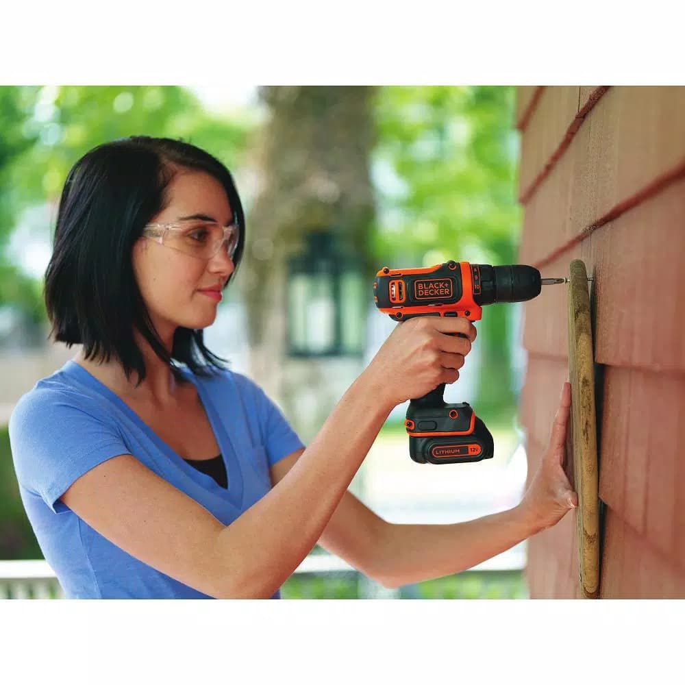 BLACK+DECKER 12V MAX Lithium-Ion Cordless Drill/Driver 57-Piece Project Kit with 1.5Ah Battery, Charger & Tool Bag
