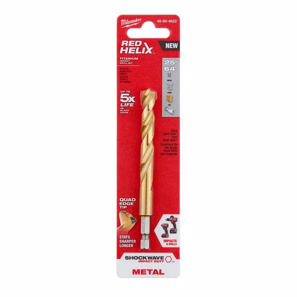 Milwaukee SHOCKWAVE Red Helix 25/64 in. Titanium Drill Bit