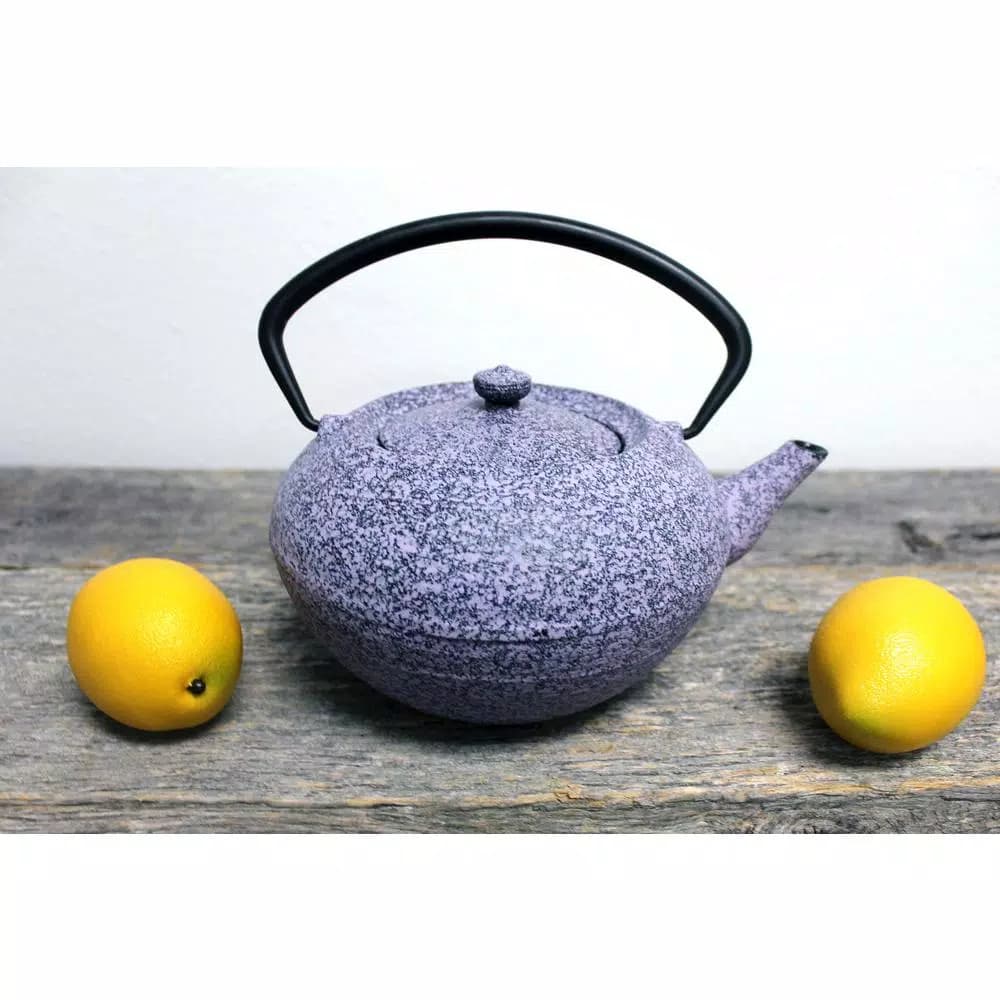 BergHOFF Studio 5.6-Cup Cast Iron Purple Teapot with Stainless Steel Mesh Insert