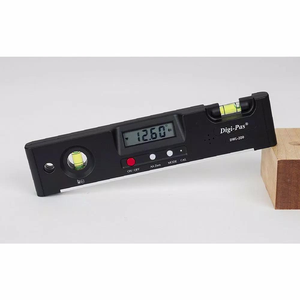 Digi-Pas DWL-200 7.9 in. Digital Torpedo Level with Magnetic Base and Protractor Angle Gauge