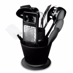 Home Basics 14-Piece Kitchen Tool Set with Revolving Storage Crock, Black thumbnail 1