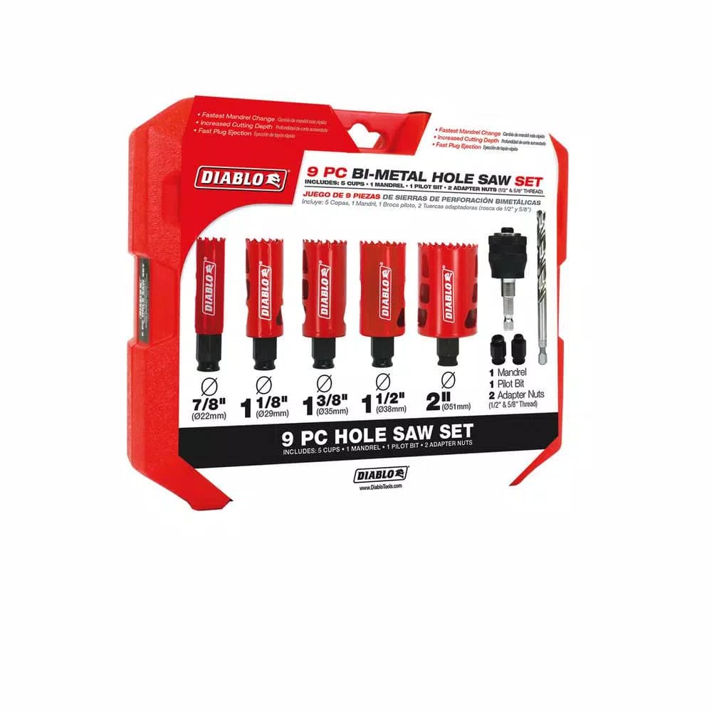 Diablo 9-Piece General Purpose Bi-Metal Hole Saw Set with SnapLock PLUS Mandrel System