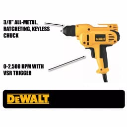 DEWALT DWD115K 3/8 in. 8 Amp Variable Speed Reversing Mid-Handle Drill Kit thumbnail 2