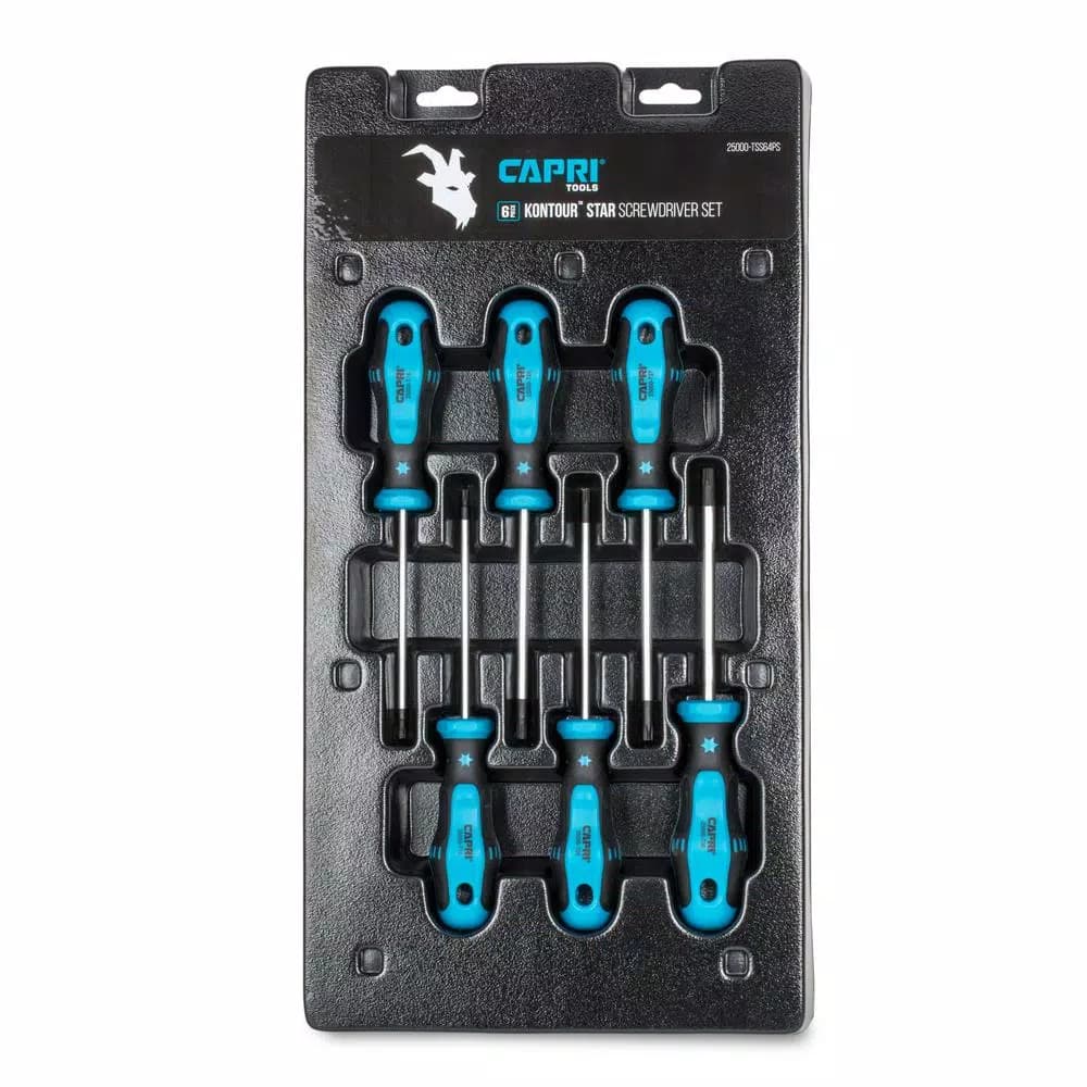 Capri Tools Kontour Star Screwdriver Set, 6-Piece Chrome Molybdenum Steel