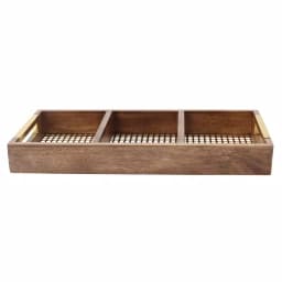 Kate and Laurel Hanneli Gold and Walnut Wood Divided Decorative Tray with 3 Sections thumbnail 2