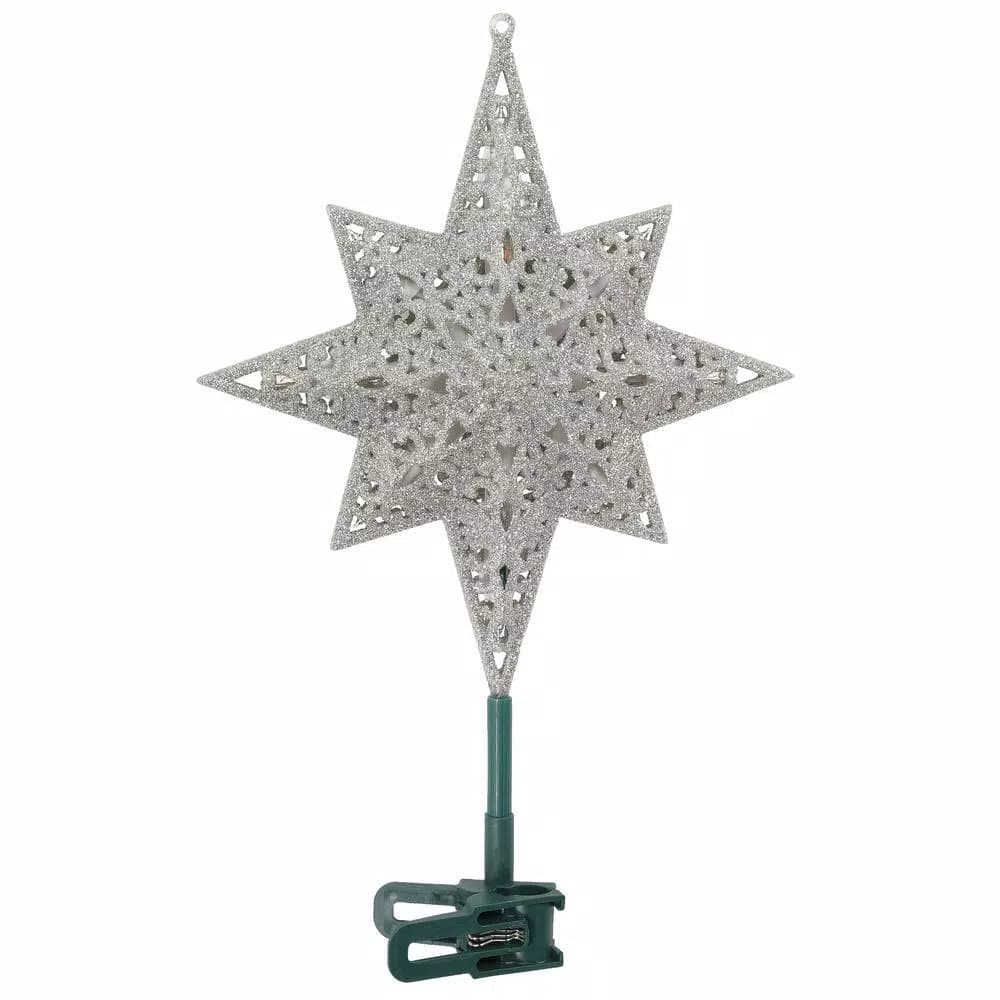 GE Holiday Classics 11 in. 16-Light Silver Glittered Bethlehem Star Tree Topper