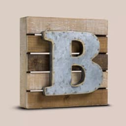 Crystal Art Gallery Rustic Metal and Wood Initial Letter B - Galvanized Industrial Wall Decor thumbnail 3