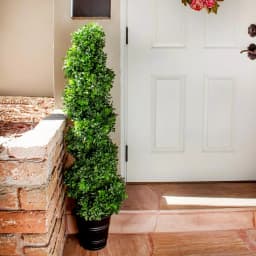 Nearly Natural 48 in. Boxwood Spiral Topiary with Gray Planter - Indoor/Outdoor Artificial Plant thumbnail 2