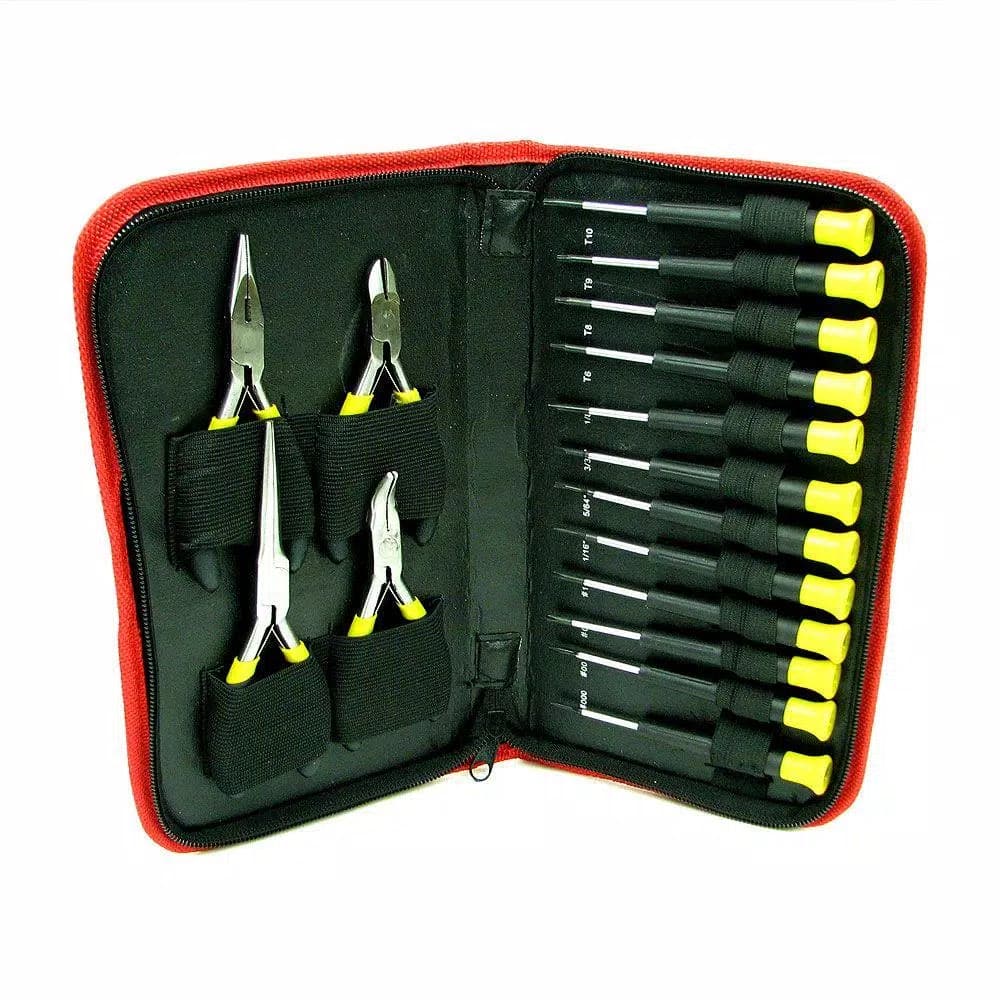 Stalwart Precision Jewelers Tool Set, 17-Piece Electronics Repair Kit with Magnetic Screwdrivers and Pliers