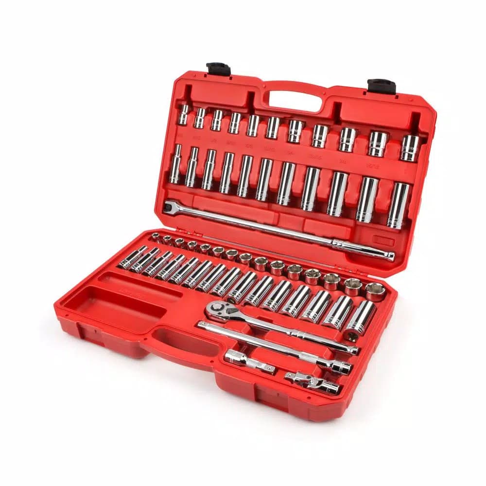 TEKTON 58-Piece 1/2 in. Drive Socket Set, 3/8-1 in. and 10-24 mm SAE/Metric