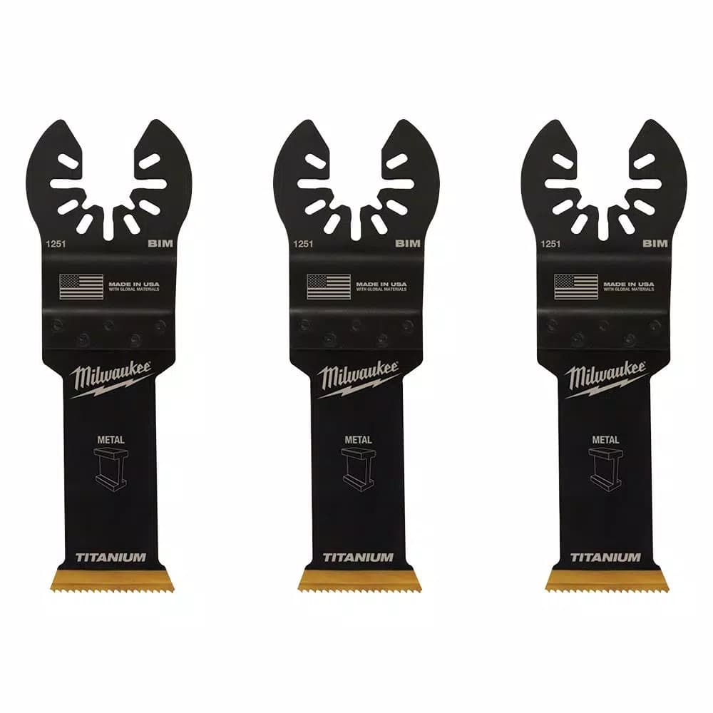 Milwaukee 1-1/8 in. Titanium Bi-Metal Universal Fit Oscillating Multi-Tool Blades, 3-Pack