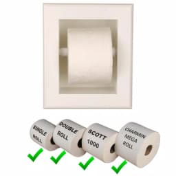 Unbranded Newton Recessed Toilet Paper Holder - Solid Pine Wood - White Enamel thumbnail 2
