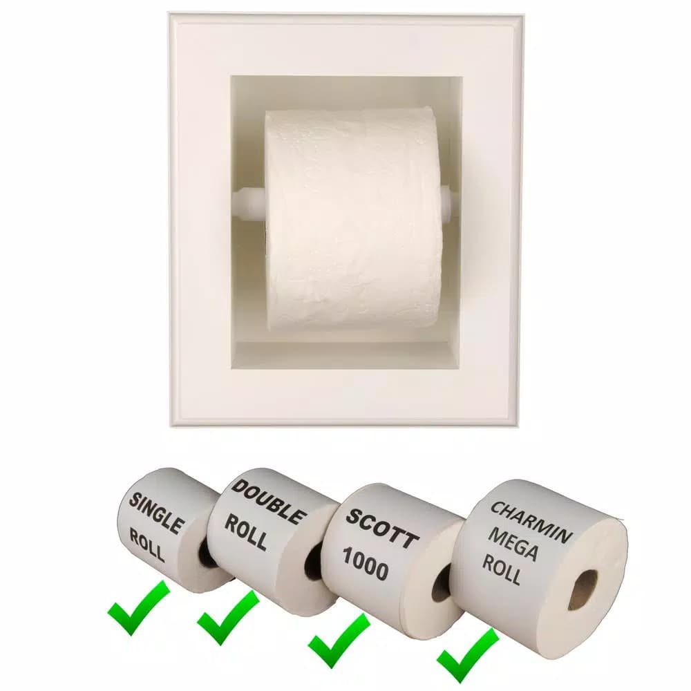 Unbranded Newton Recessed Toilet Paper Holder - Solid Pine Wood - White Enamel